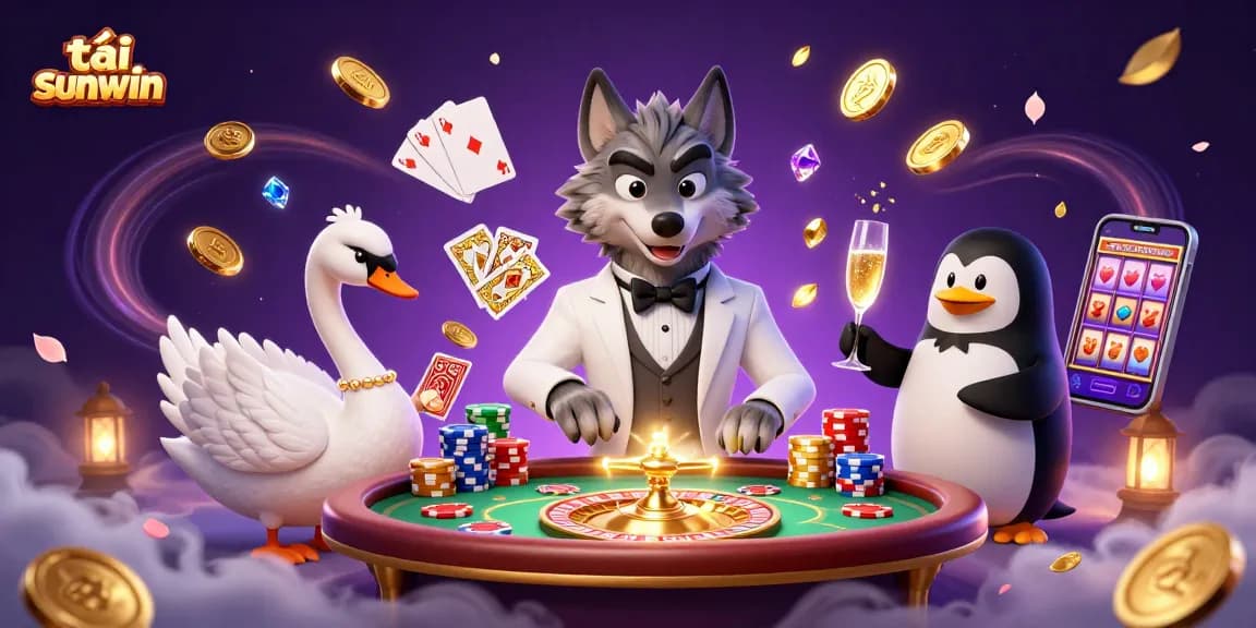 Enjoy thrilling games and vibrant jackpots with tải sunwin's colorful casino illustration.