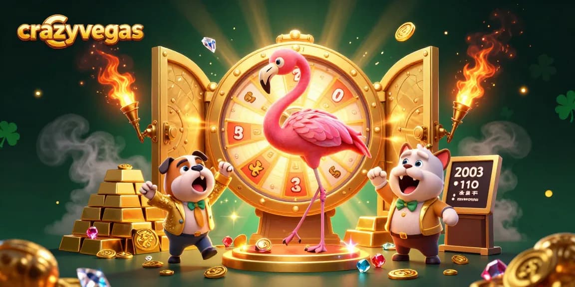 Experience the excitement of crazyvegas with a game show host and thrilling prize wheel in a dynamic casino scene.
