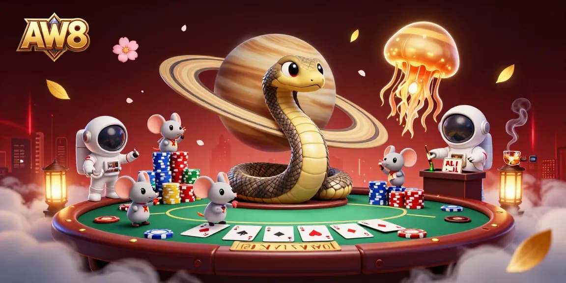 Engage in thrilling cosmic betting with AW8 as astronaut mice place bets around a roulette ring.