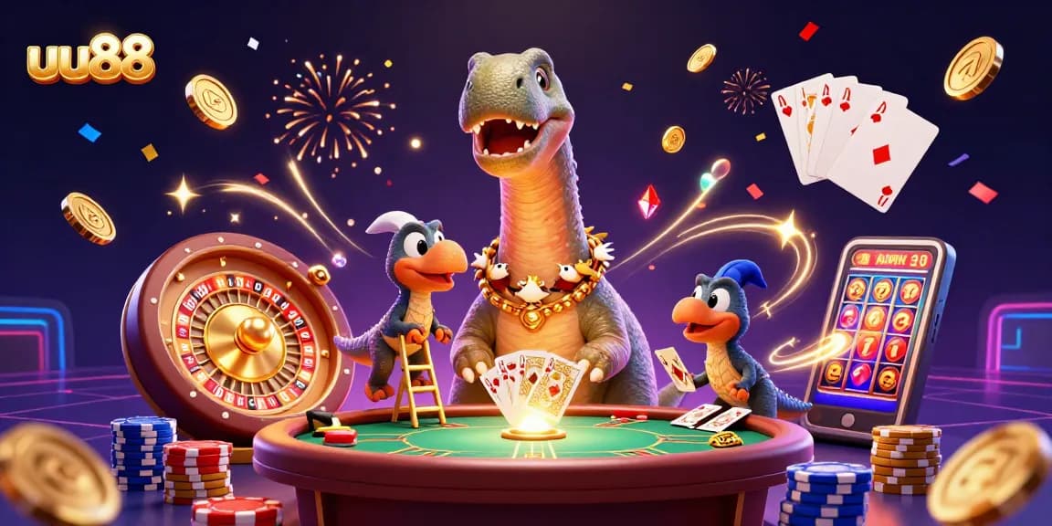Experience thrilling gameplay action at uu88 with a fun, dynamic casino scene featuring exciting game elements.