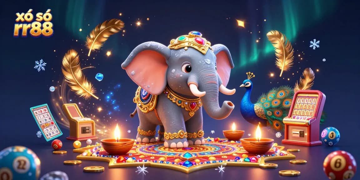 xổ số rr88 dynamic lottery scene featuring vibrant characters and gambling elements.