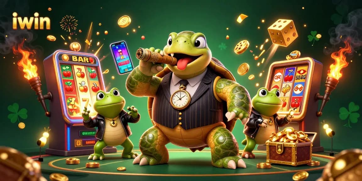 Spin the reels at iwin’s vibrant casino with a snapping turtle mobster and bullfrog enforcers amidst a jackpot explosion.