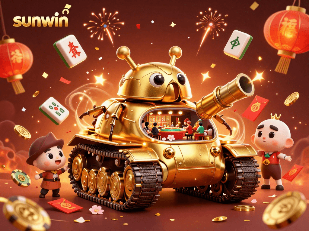 Join the excitement at sunwin with golden beetle tank casino bursting with confetti!