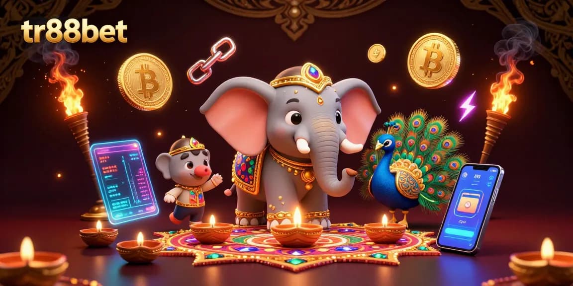 Engage with tr88bet's vivid casino offerings featuring stunning elephants, crypto visuals, and arcade games.