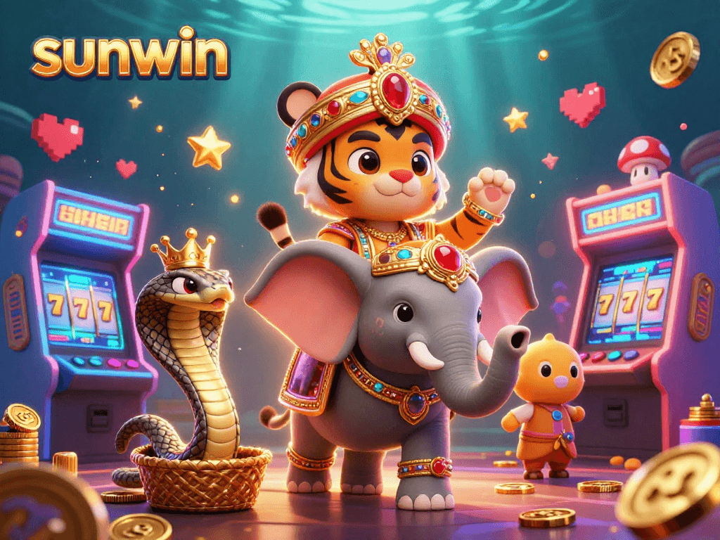 Play exciting slots at sunwin with a vibrant maharaja tiger and jewel-encrusted elephant.