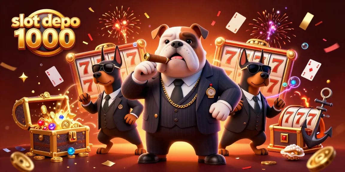 Engage with slot depo 1000 as the mafia boss leads the casino scene with gold coins and vibrant elements.