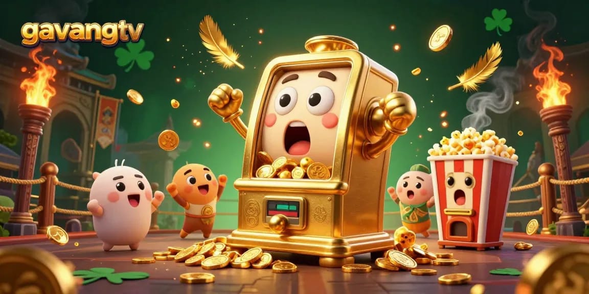 Watch the winning spins with gavangtv's golden slot machine hitting jackpots and coins exploding!