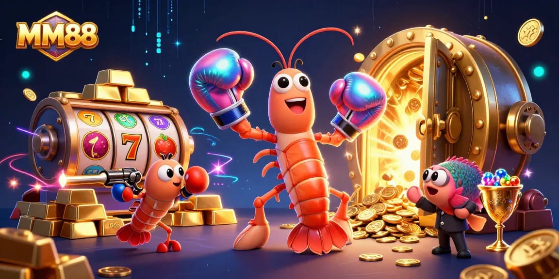 Experience exhilarating MM88 gaming action with vibrant characters and dynamic casino elements.
