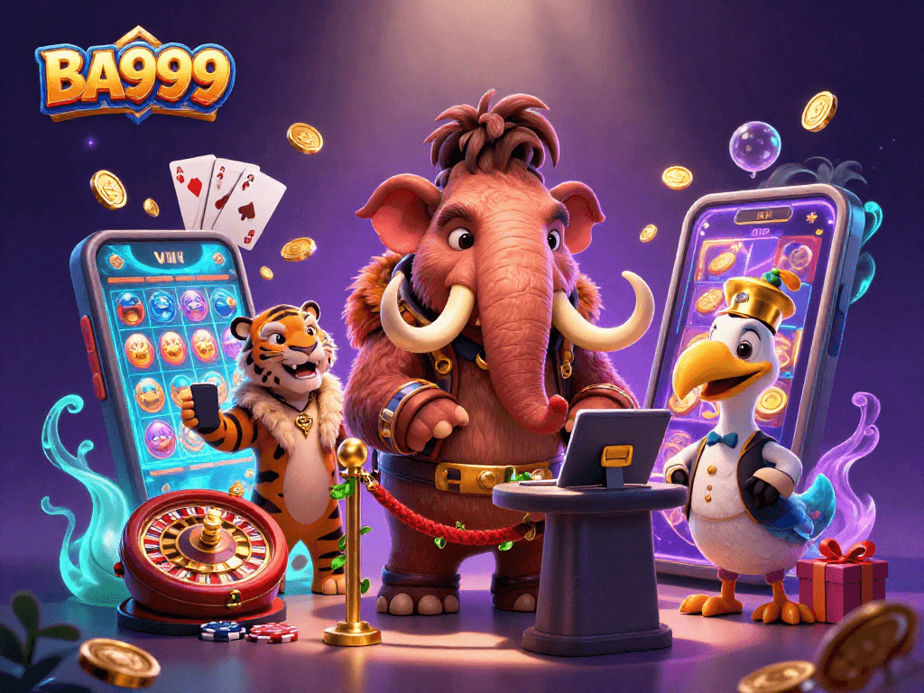 Engage with BA999's vibrant casino world featuring unique characters and exciting gaming elements.