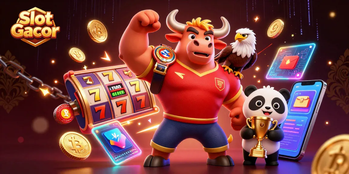 Spin the Slot Gacor reels with the energetic characters in a vibrant casino scene