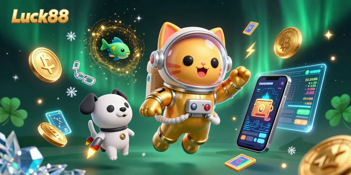 Engage with Luck88 slots in a captivating scene filled with golden coins and vibrant visuals.