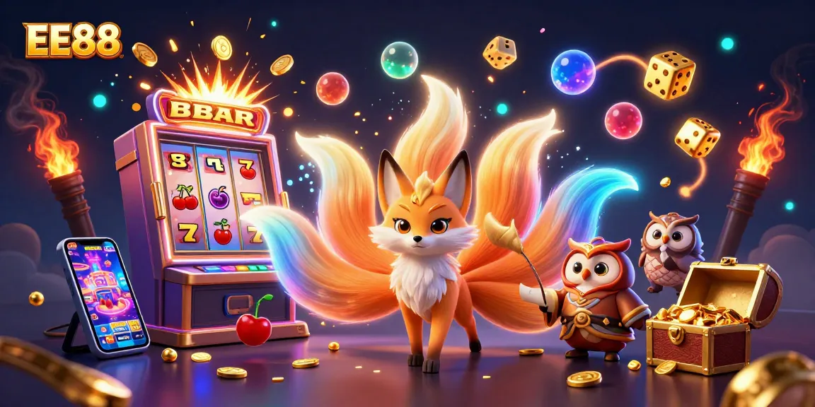 Experience thrilling slots at EE88 with vibrant characters and dynamic casino elements.