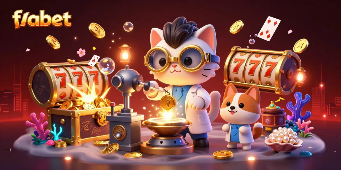 Join fabet's adventure with a mad scientist cat and loyal dog in a thrilling casino scene!