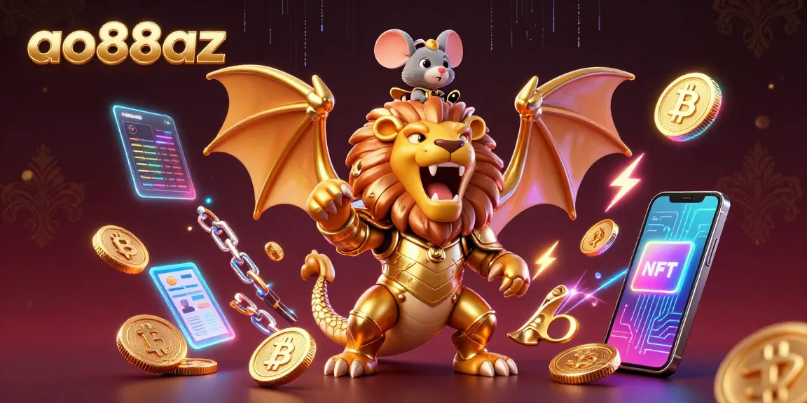 Engage with ao88az for thrilling wins in a vibrant 3D casino fantasy scene featuring crypto elements!