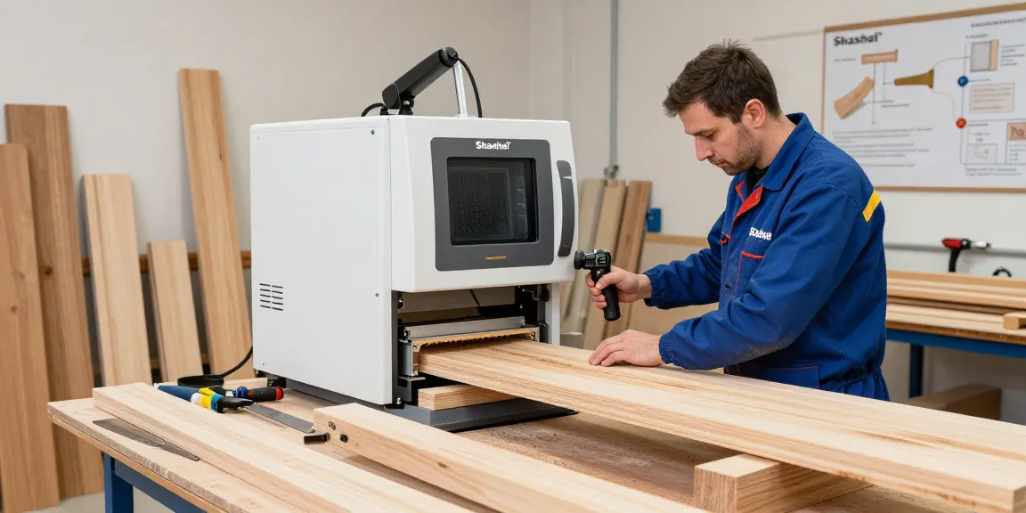 Shashel® equipment in action, eliminating woodworms effectively in a workshop environment.