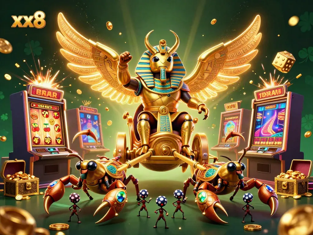 Experience the excitement of xx8's vibrant online casino world, featuring dynamic 3D elements and lively characters.