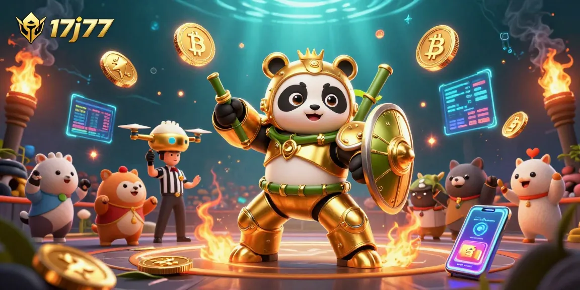 Engage in thrilling gameplay with 17j77’s golden panda amidst cryptocurrency chaos.
