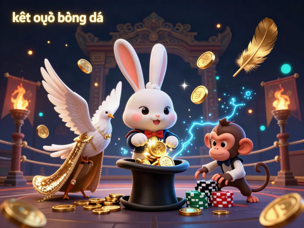 Catch live updates of kết quả bóng đá with a vibrant, colorful, and magical casino-themed scene.