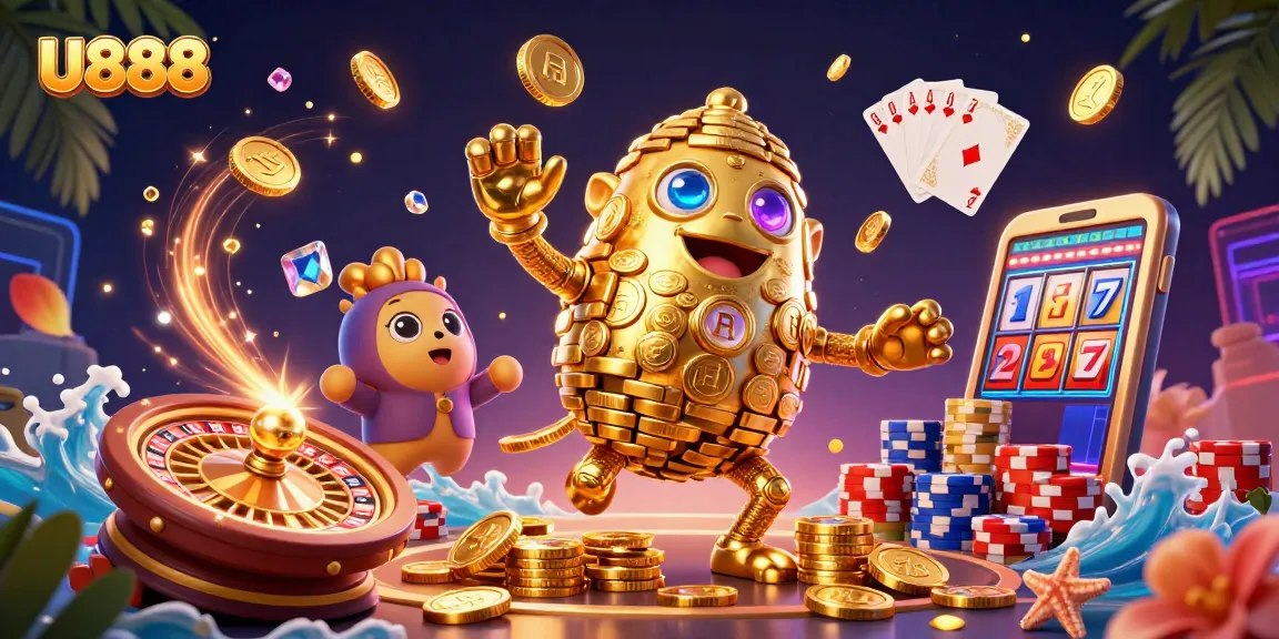 Win big with U888's engaging casino scene featuring dynamic gaming elements.