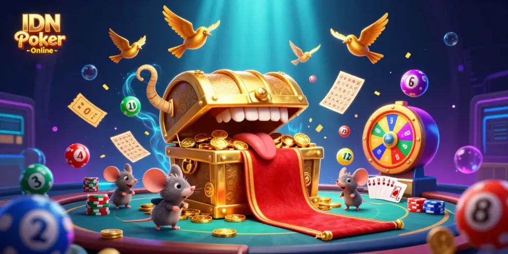 IDN Poker Online captures a vibrant poker scene with rich visual elements and dynamic energy.