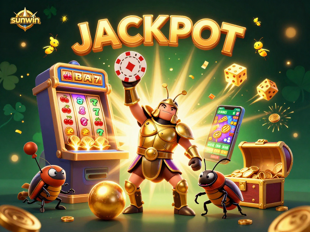 Engage in thrilling gameplay with sunwin's jackpot scene, showcasing vibrant casino elements.