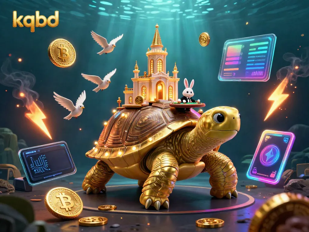 Experience kqbd with dynamic golden tortoise casino illustration featuring a rabbit dealer and flying coins.