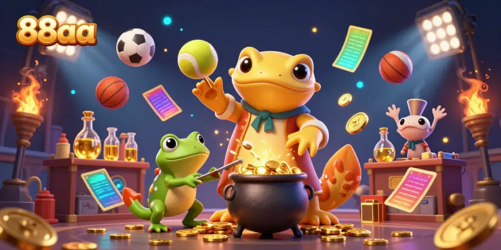 Engage with the 88aa casino experience featuring fantastical characters creating golden wealth.