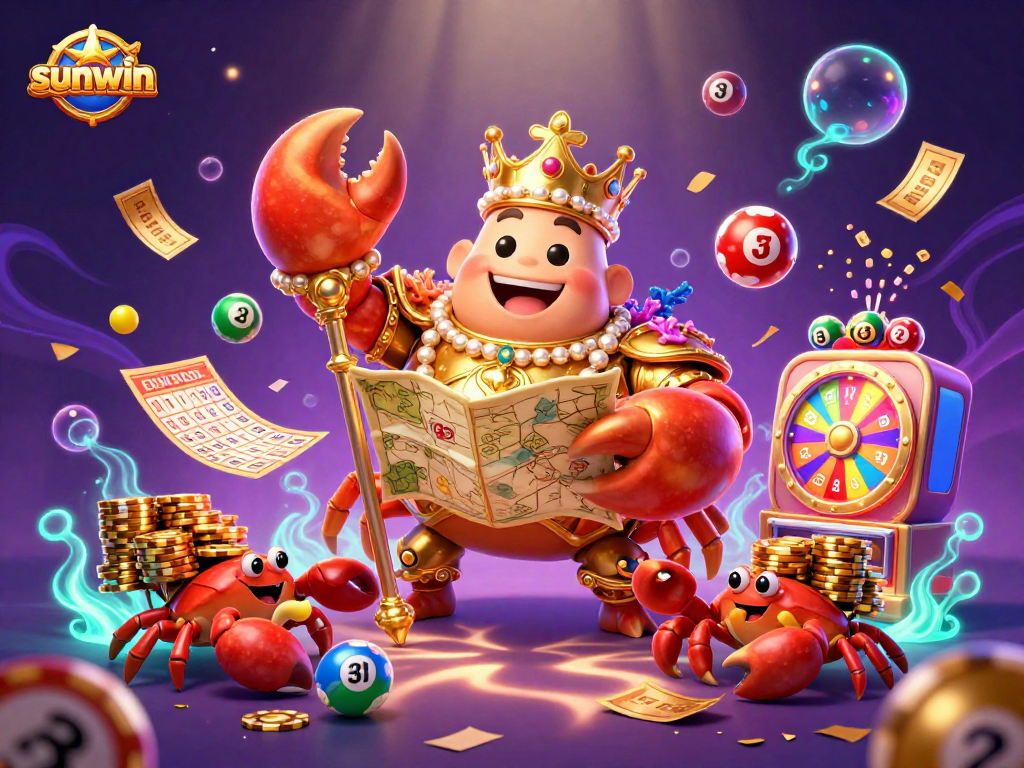 Win big with sunwin's vibrant casino illustration showcasing exciting lottery games.