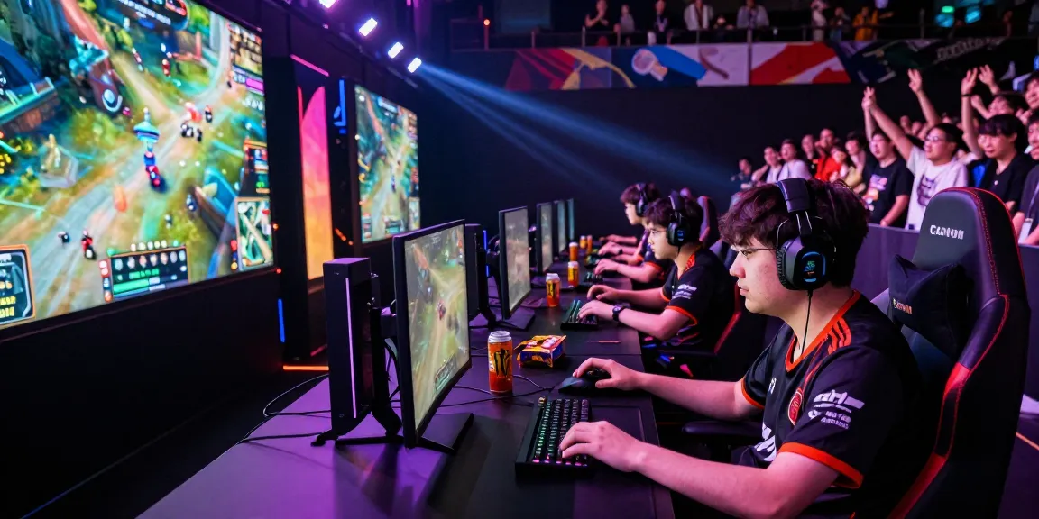 F168 esports competitors focused on intense gameplay in a vibrant arena.