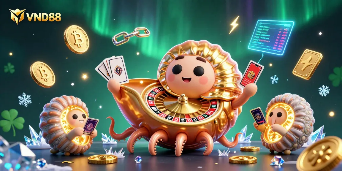 Experience thrilling gameplay with VND88 at this vibrant digital casino scene featuring ancient motifs.