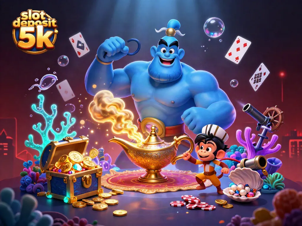 Experience the thrills of slot deposit 5k gaming with a vibrant scene of rich rewards and excitement.