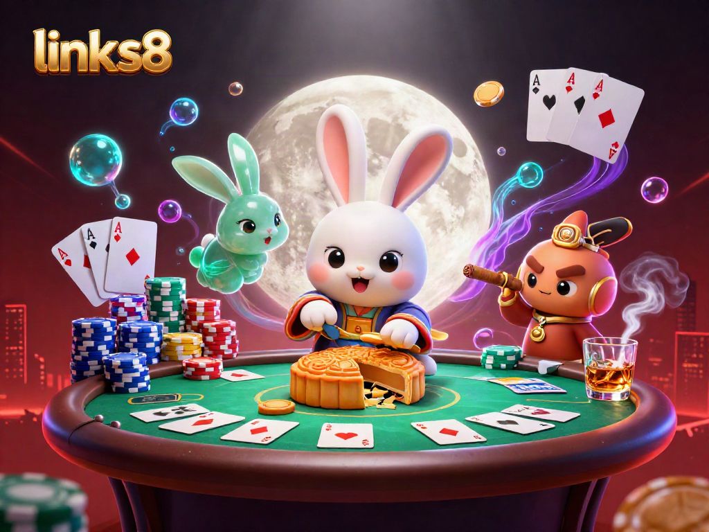 Engage with the thrilling link s8 casino scene featuring a moon rabbit and poker elements.