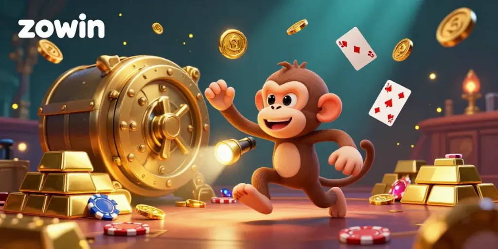 Experience the thrill of winning at Zowin, featuring vibrant gambling elements and a charming ghost-hunter puppy.