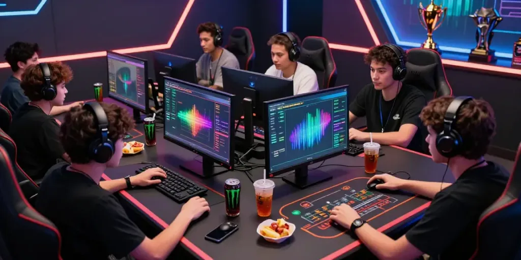 Engaged players analyzing amanahtoto gambling strategies in a vibrant gaming environment.