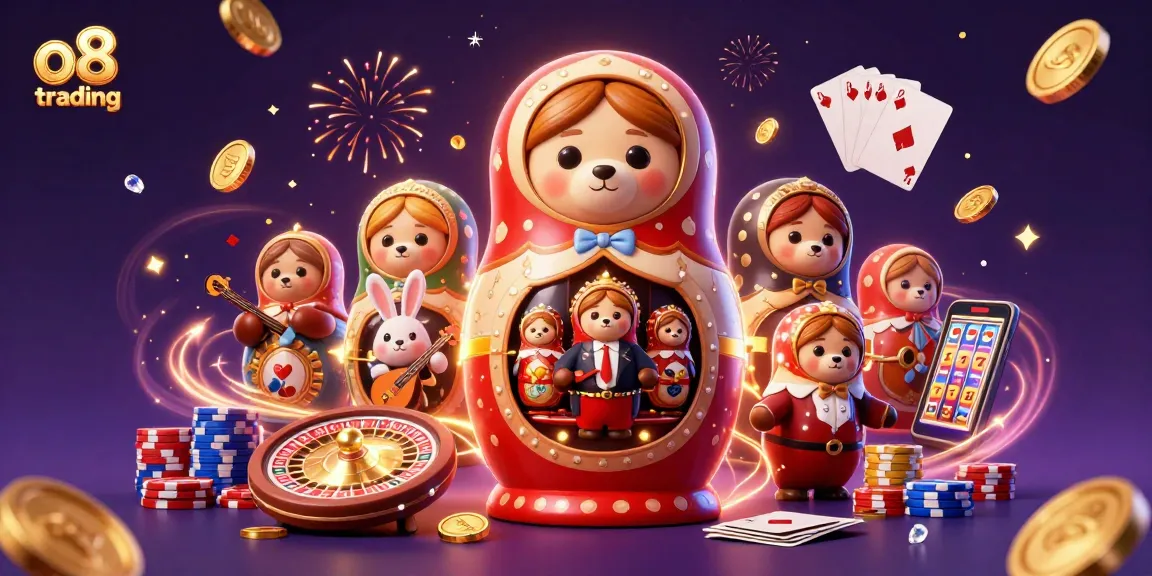 Experience the thrill of o8 trading with vibrant casino-themed bear and enchanting elements.