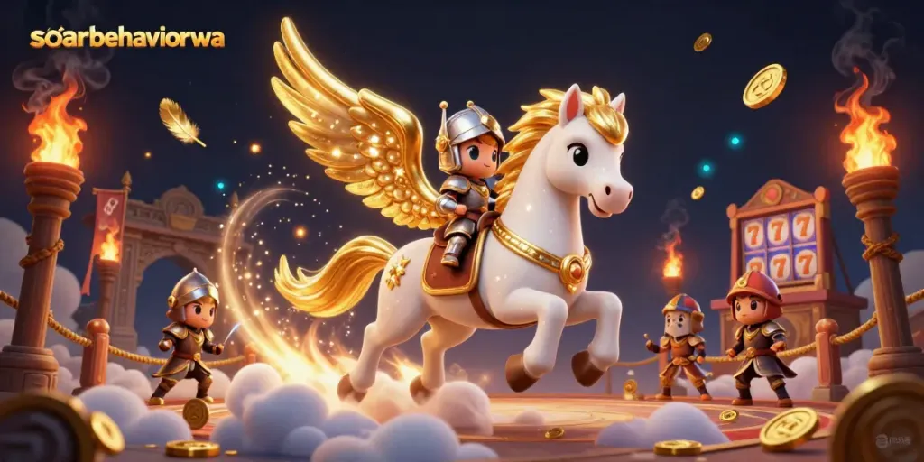 Soarbehaviorwa's celestial horse and knight unite in a vibrant casino-themed battle.