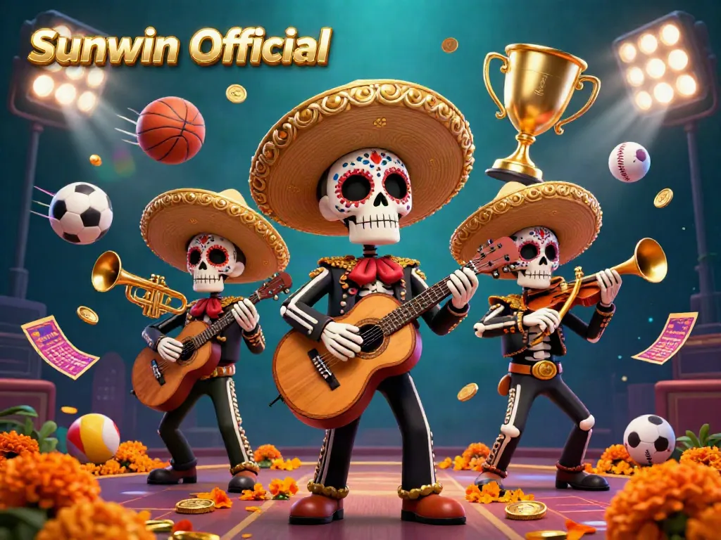 Experience high-energy gaming with Sunwin Official's festive illustration of a vibrant casino atmosphere.