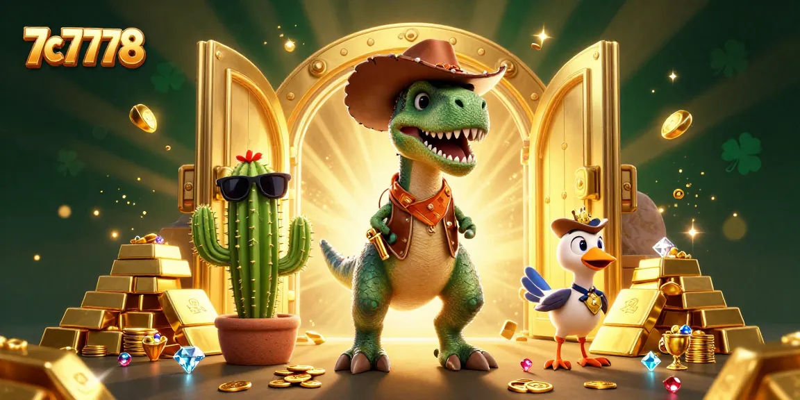 Engage with the thrilling 7c7778 casino adventure featuring a cowboy dinosaur, a cactus, and a roadrunner.