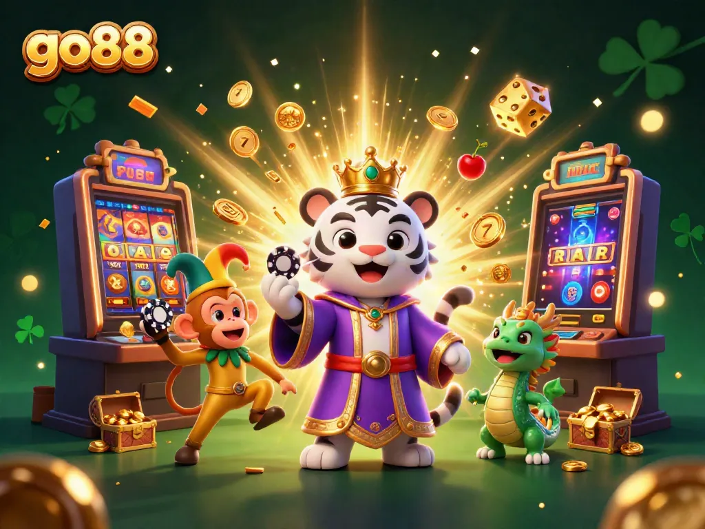 Experience the thrill of go88 in a lively 3D casino scene with vibrant characters and exciting game elements.