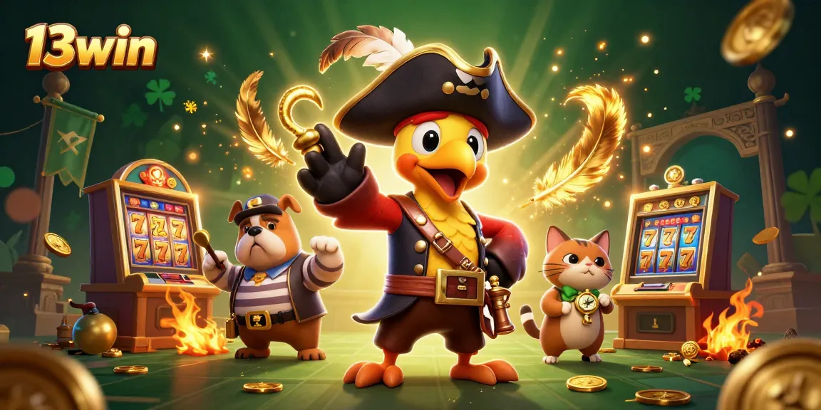 Experience thrilling gaming at 13win with vibrant slot reels and engaging characters.
