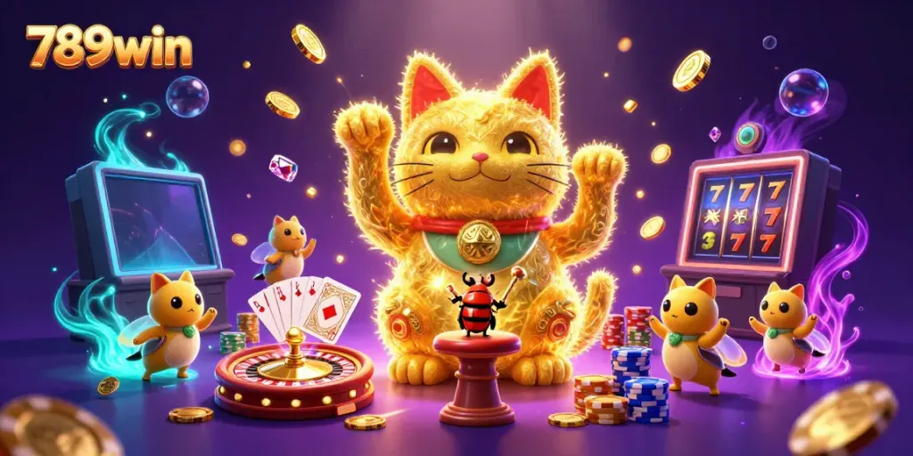 Experience the magic of casino gaming with 789win's vibrant and enchanting visuals of the lucky cat!
