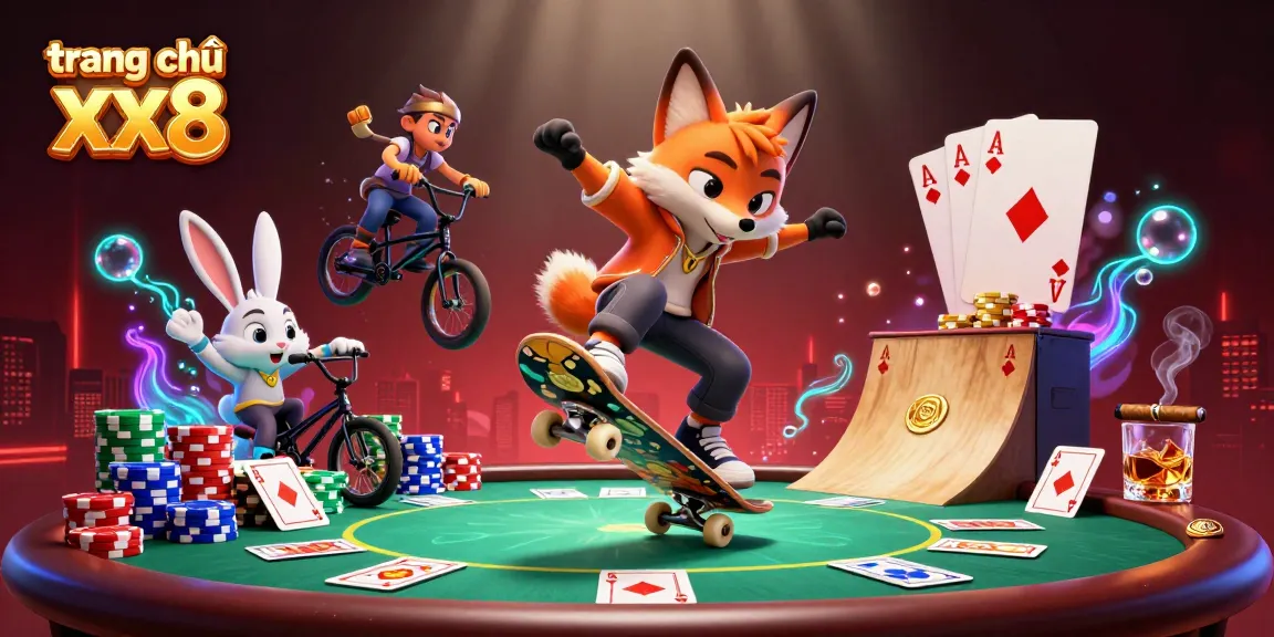 Experience the excitement of trang chủ xx8 with dynamic casino-themed illustration showcasing vibrant characters and action.