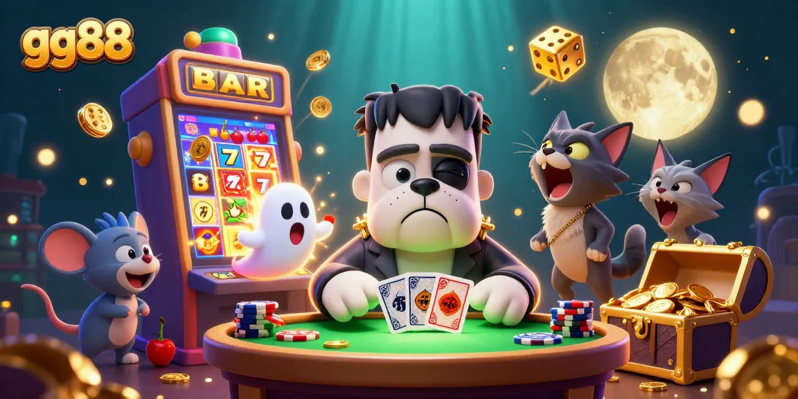Experience the excitement of gg88 as cartoon characters engage in a lively casino scene with dynamic game elements.