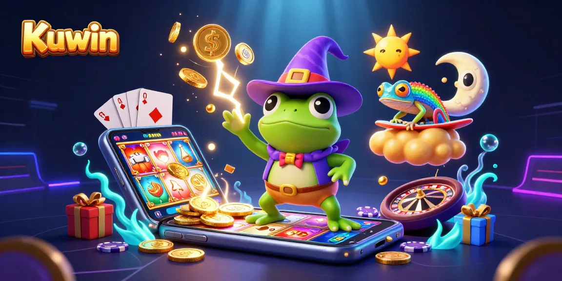 Kuwin players experiencing thrilling wins amidst gold coins and vibrant game elements in a dynamic casino scene.