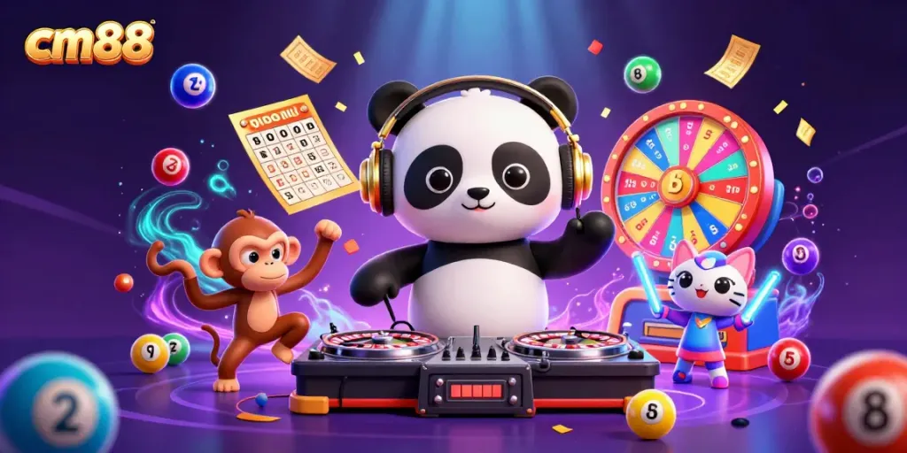 Experience thrilling gameplay at cm88 with a DJ panda and vibrant casino elements