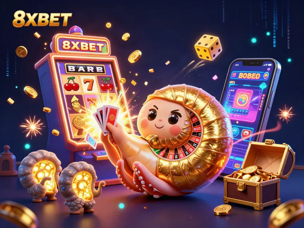 Players enjoy thrilling 8XBET casino experience featuring giant nautilus roulette and jackpot action.