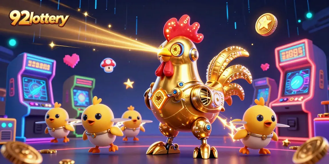 Experience the excitement of 92lottery with the golden rooster robot and dynamic game elements.