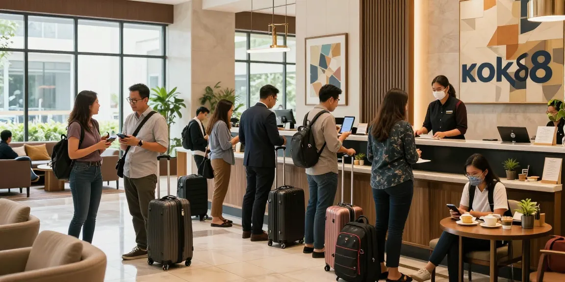 Experience the modern hospitality at rokok88's Jakarta Barat hotel lobby with diverse travelers.