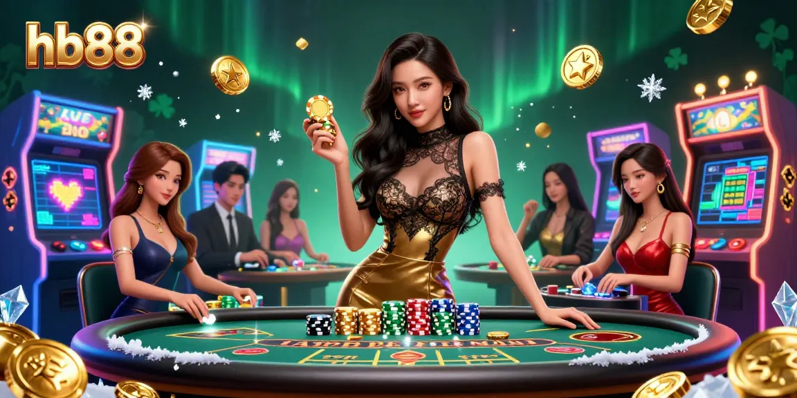 Experience hb88's glamorous casino gaming atmosphere with high-stakes baccarat and luxurious players.