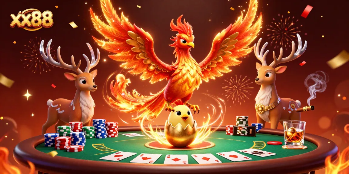 Win big at xx88 with a vibrant casino scene showcasing poker and celebrating wins in 8K quality.